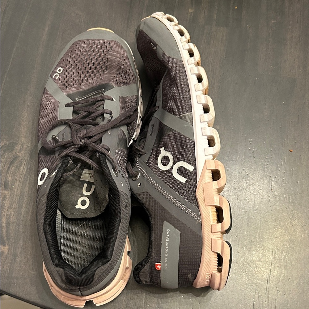 On Running Charcoal and Beige Sneakers